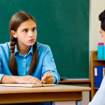 **Image Prompt:** "A young, fully clothed student, in appropriate attire, attentively listening to a teacher during a guidance counseling session, safe for work, modern classroom setting, perfect anatomy, natural pose, professional guidance, family-friendly atmosphere."