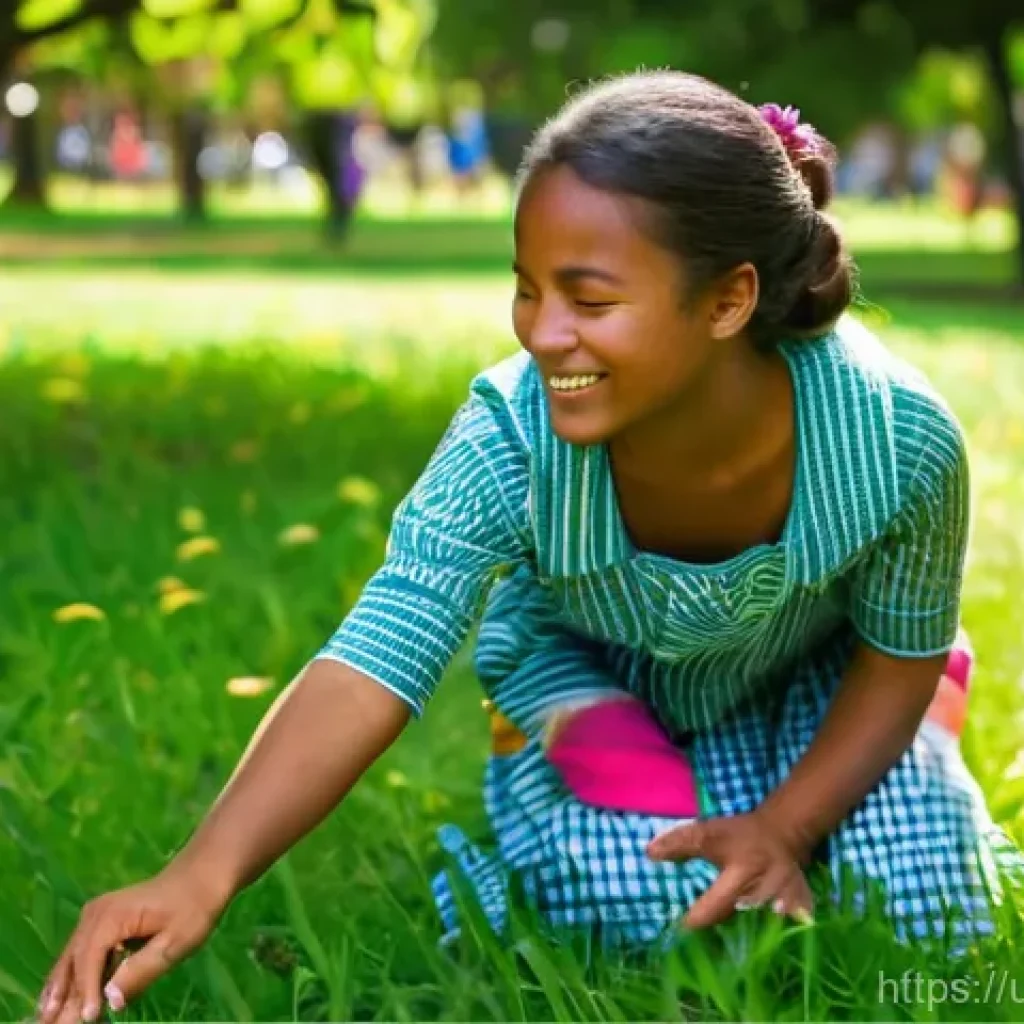 유아교육지도사 강의 준비 과정 중 피해야 할 실수 - **Fieldwork and Practical Application:** A bright, sunny day in a vibrant community park. A young, e...