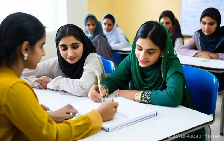 유아교육지도사 취업 성공 전략 - **Vibrant Pakistani Early Childhood Classroom Scene:**
    A bright, colorful, and engaging early ch...