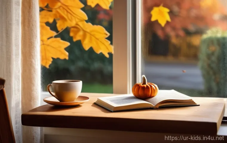 유아교육지도사로서의 교육 봉사 활동 - **Prompt 1: Cozy Autumn Cafe Scene**
"A warmly lit, cozy cafe interior during autumn. Sunlight s...