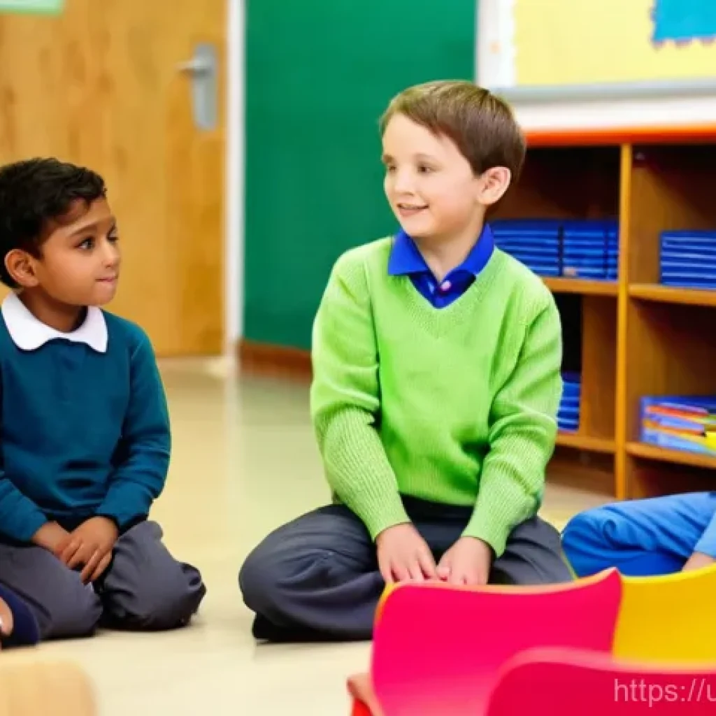 유아교육지도사로서의 학생 관리 노하우 - **"Understanding Each Child's World"**
A heartwarming indoor scene in a brightly lit classroom, ...