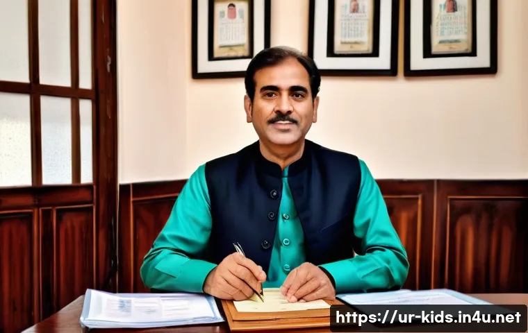 유아교육지도사 자격증 갱신 절차 - A professional Pakistani educational guide office scene showing a middle-aged male educator wearing ...