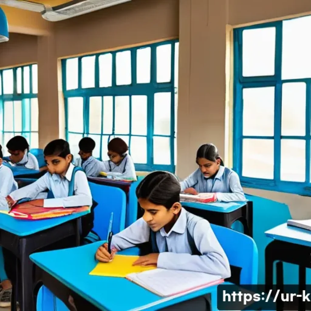 유아교육지도사 근무 지역 선택 팁 - A vibrant urban classroom scene in a modern Pakistani city school, featuring a diverse group of chil...