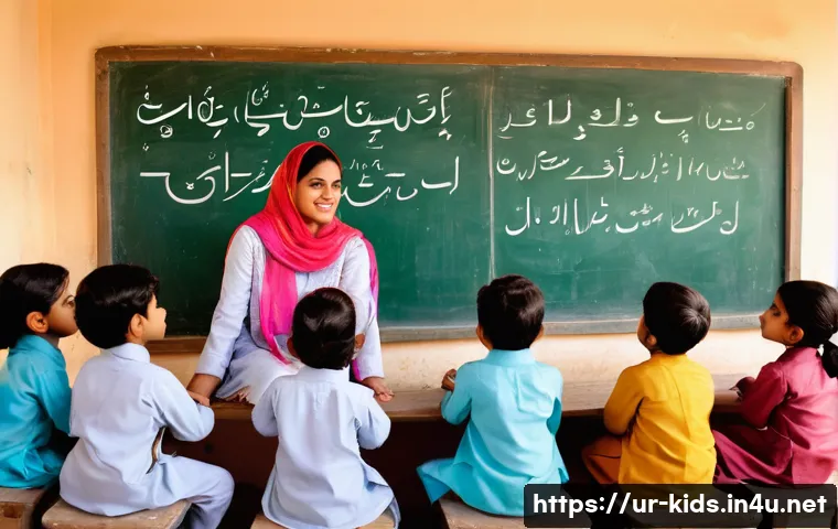 유아교육지도사 자격증 시험 응시 조건 정리 - A professional classroom scene in a modern nursery school in Pakistan, showing a female teacher wear...
